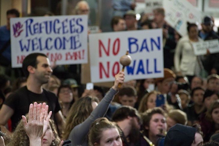 Airport protest against muslim ban and wall